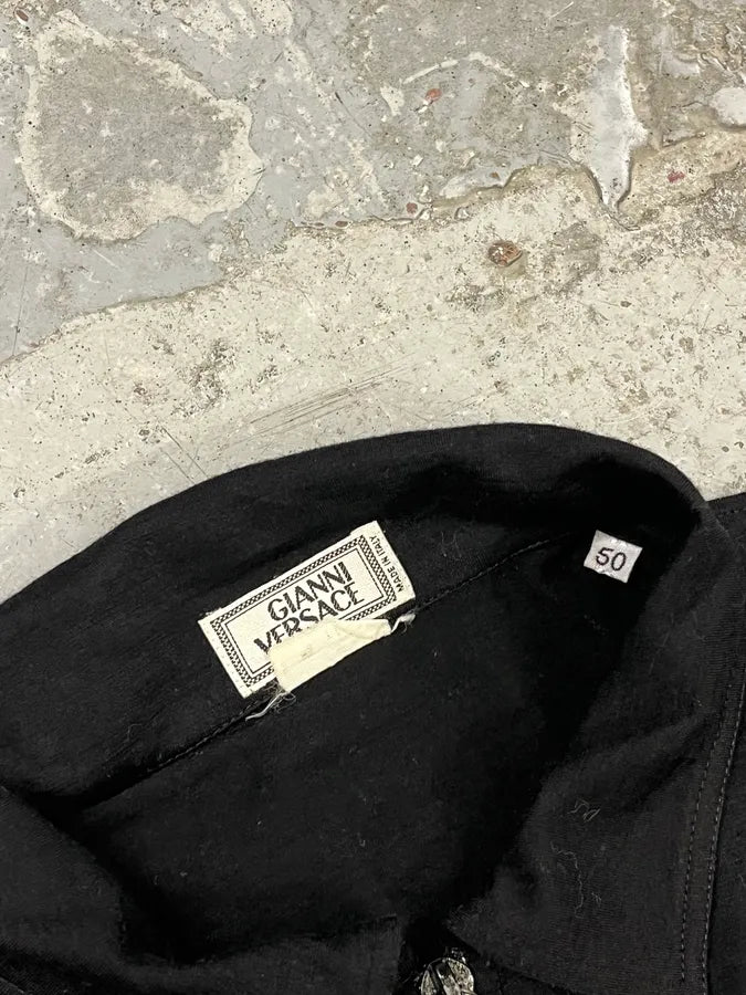 Gianni Versace Black Long Sleeve Half-Zip Polo Shirt WyiefTd 7