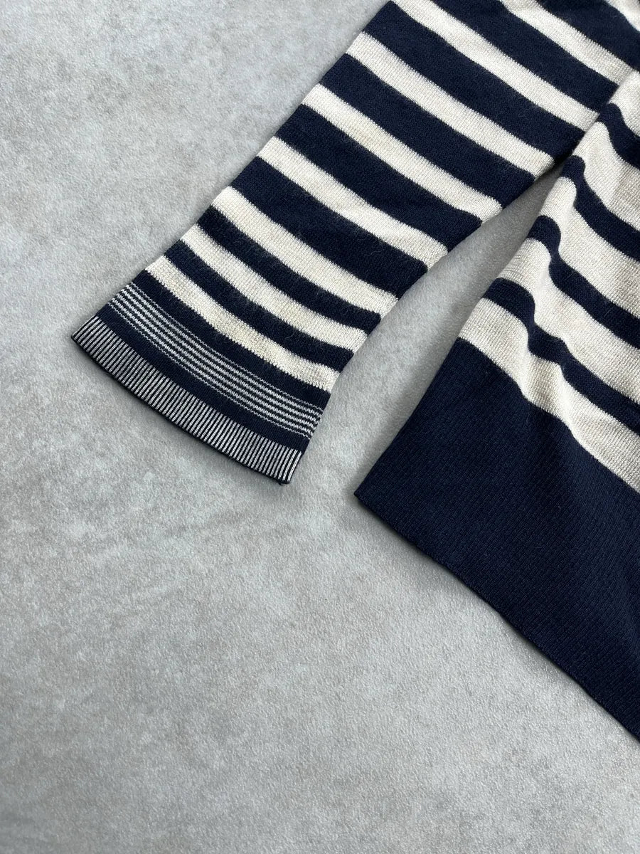 AW2007 Balenciaga Sailor Stripes Golden Button Navy & White Sweater fedWwmPU 6