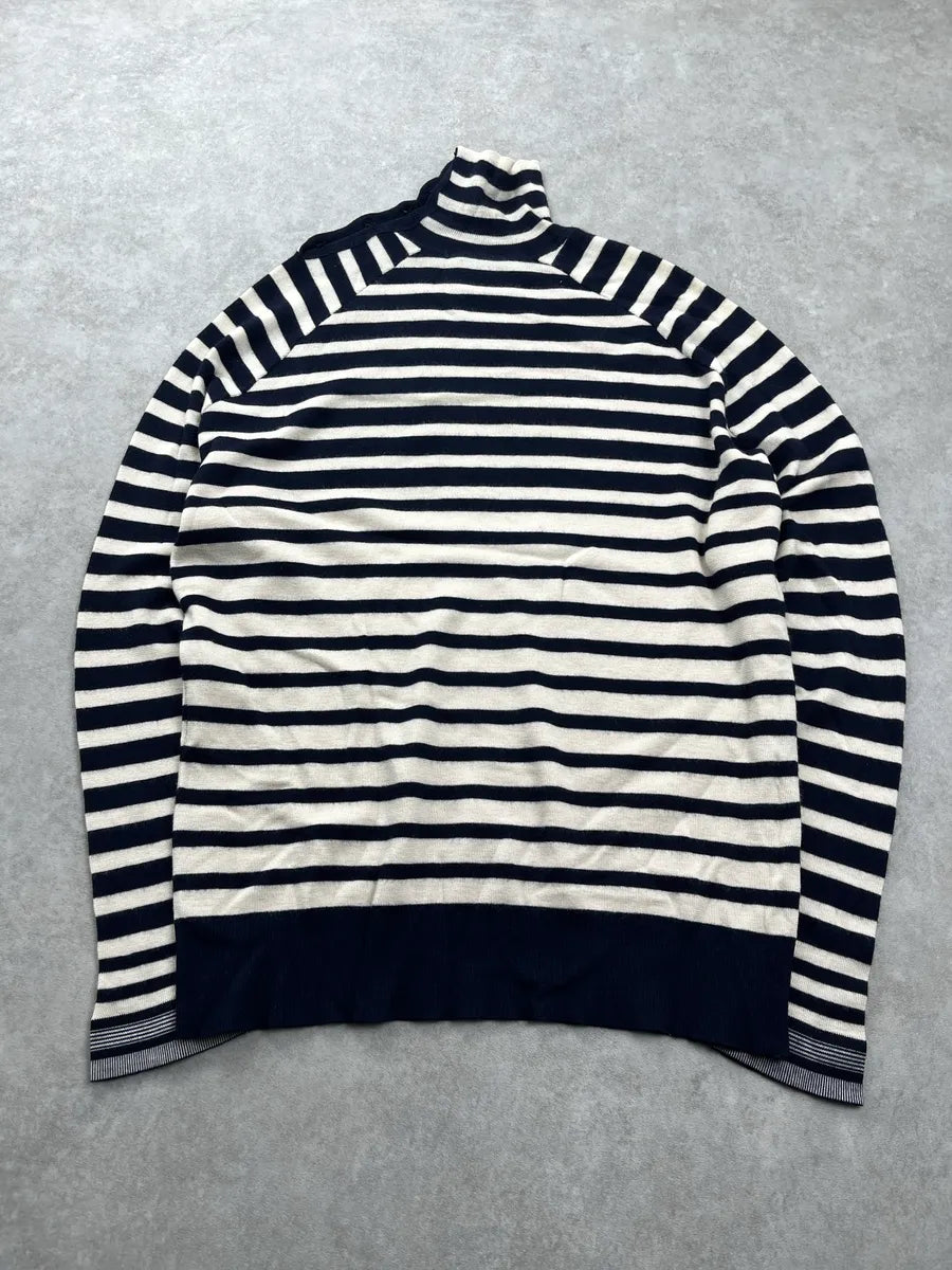 AW2007 Balenciaga Sailor Stripes Golden Button Navy & White Sweater fedWwmPU 4
