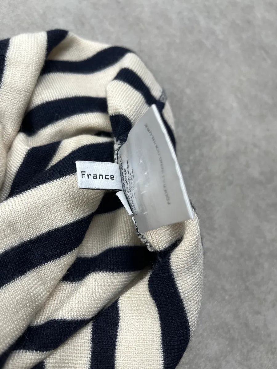 AW2007 Balenciaga Sailor Stripes Golden Button Navy & White Sweater fedWwmPU 9