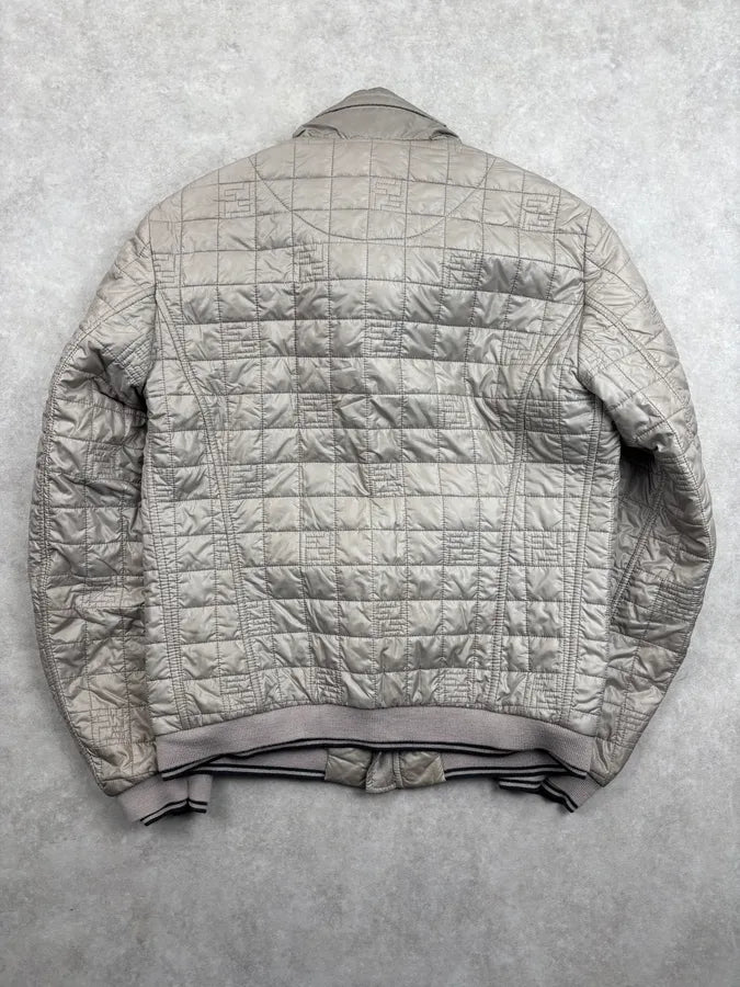Fendi Beige Nylon Quilted Monogram Bomber Jacket tCyACoZ 4