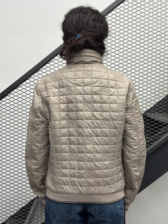 Fendi Beige Nylon Quilted Monogram Bomber Jacket tCyACoZ 2