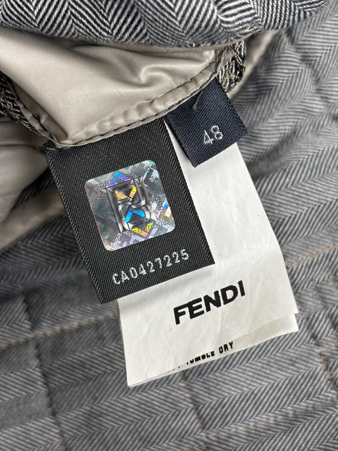 Fendi Beige Nylon Quilted Monogram Bomber Jacket tCyACoZ 11