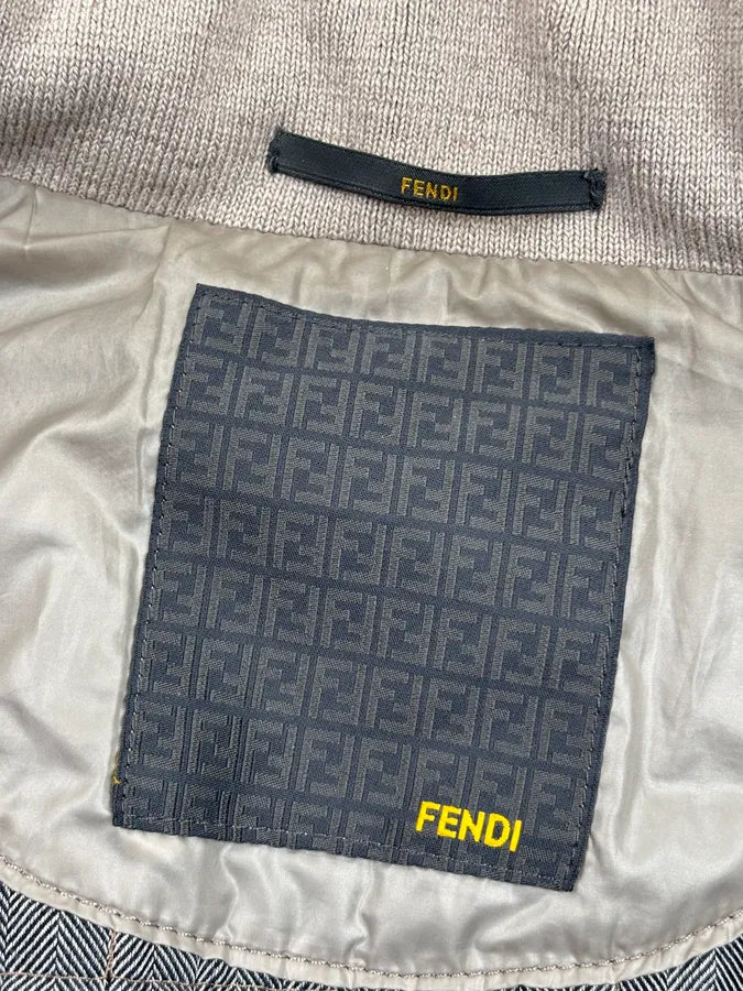 Fendi Beige Nylon Quilted Monogram Bomber Jacket tCyACoZ 9