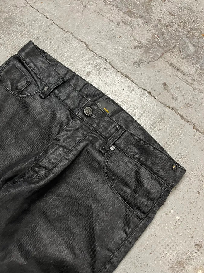 Fendi Black Waxed Slim Denim Jeans lFphSYq 4