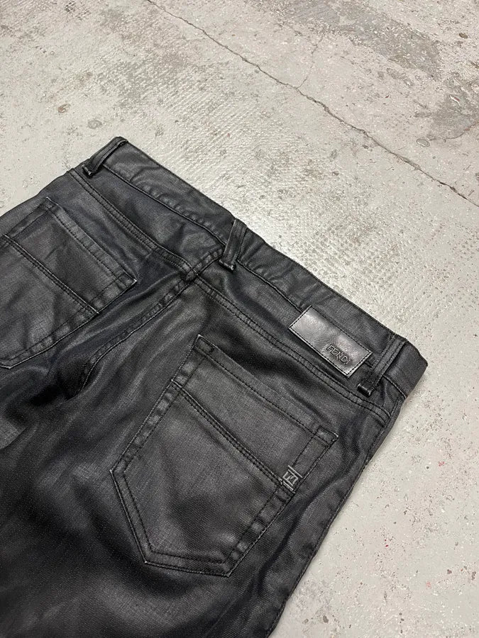 Fendi Black Waxed Slim Denim Jeans lFphSYq 7