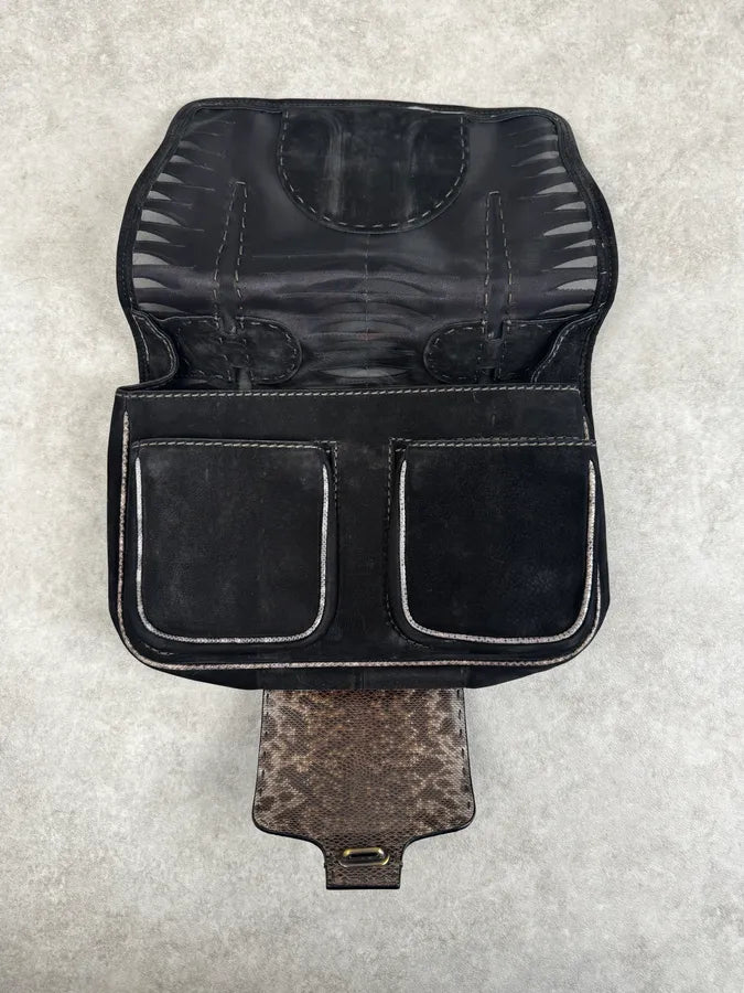 Fendi Brown Leather Fringe Fur Handle Bag QlKpYaE 6