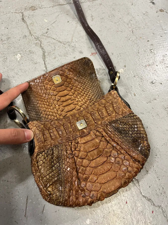 Fendi Brown Python Skin Leather Shoulder Bag (OS) eDpkHOF 4