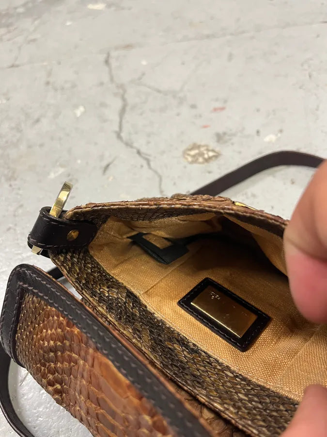 Fendi Brown Python Skin Leather Shoulder Bag (OS) eDpkHOF 8