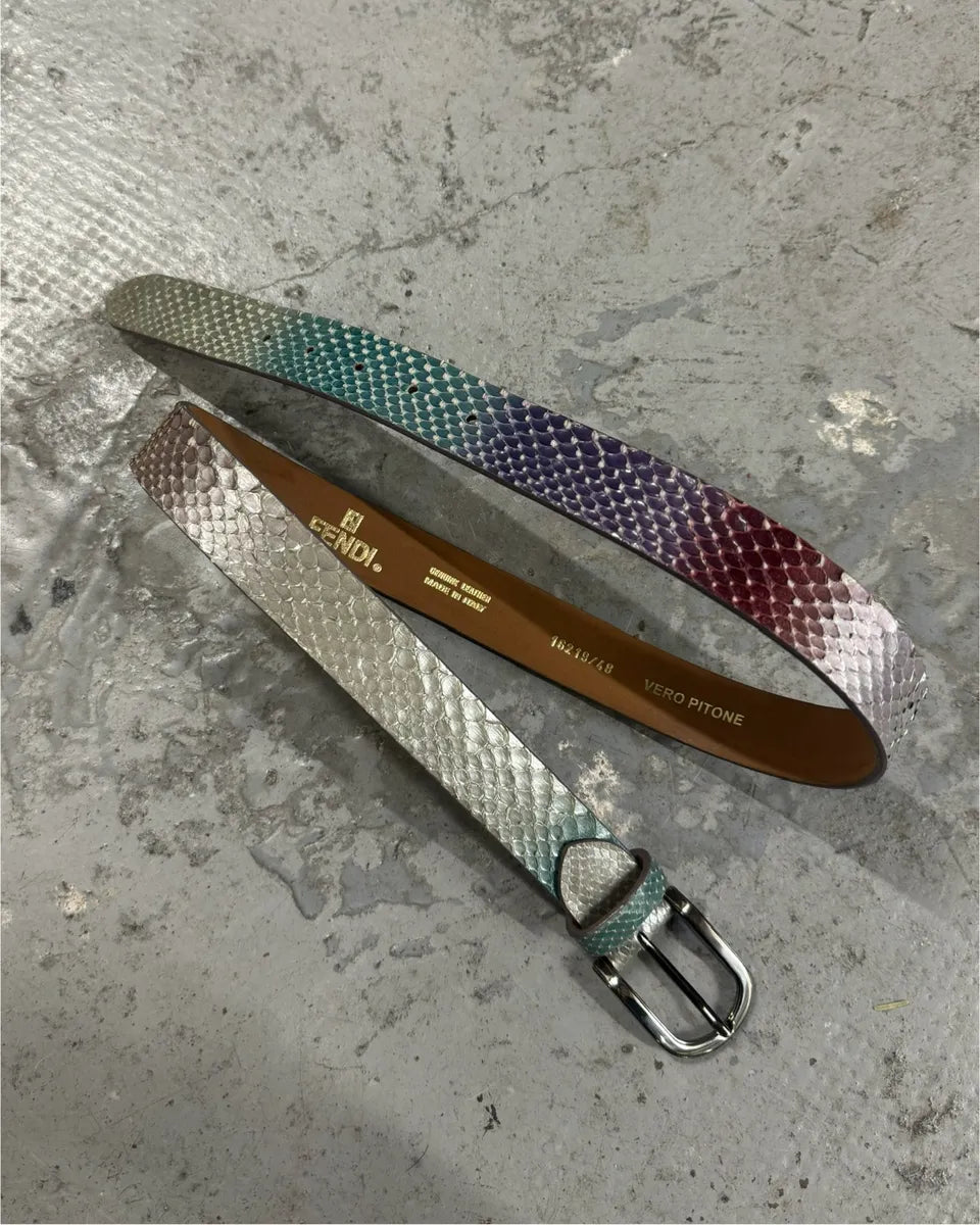 Fendi Multicolor Gradient Python Leather Belt (OS) 0