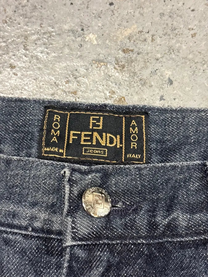 Fendi Navy Denim Distressed Floral Jeans eUAkilQ 7