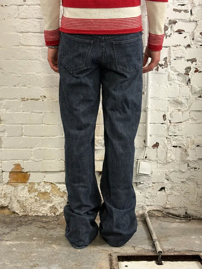 Fendi Navy Denim Distressed Floral Jeans eUAkilQ 3