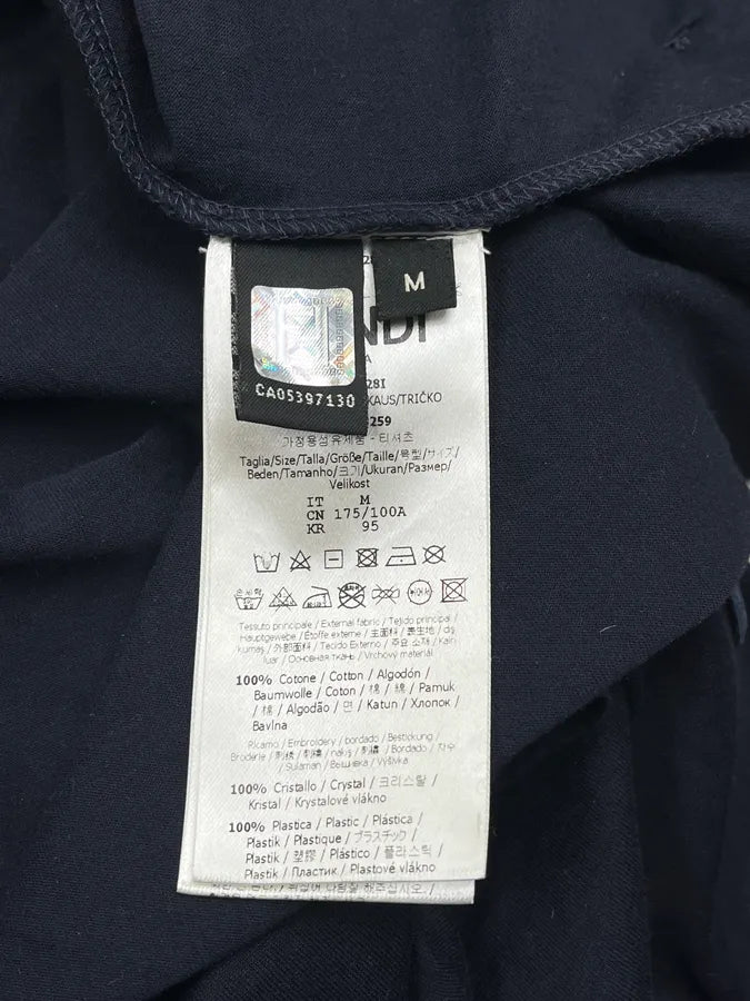 Fendi Navy Signature Devil Studded Eyes T Shirt RFlijRp 9