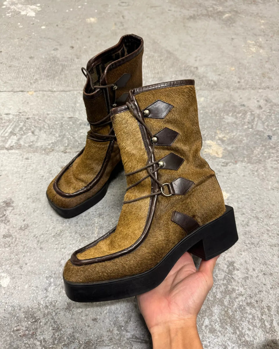 Fendi Pony Hair Brown Boots MhmMBbs 0