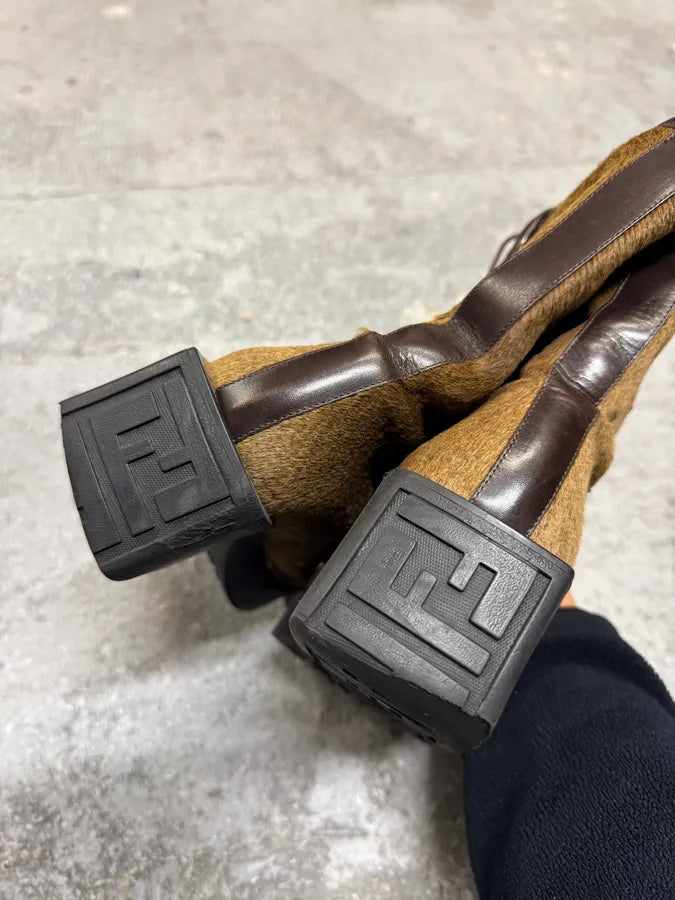 Fendi Pony Hair Brown Boots (37eu/us5) 4