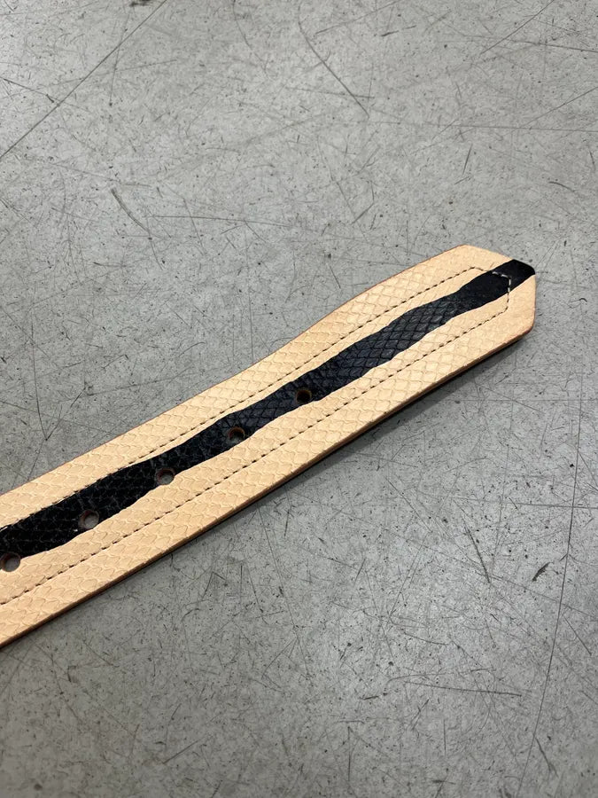 Fendi Striped Python Embossed Beige & Black Leather Belt wdeYMZH 6