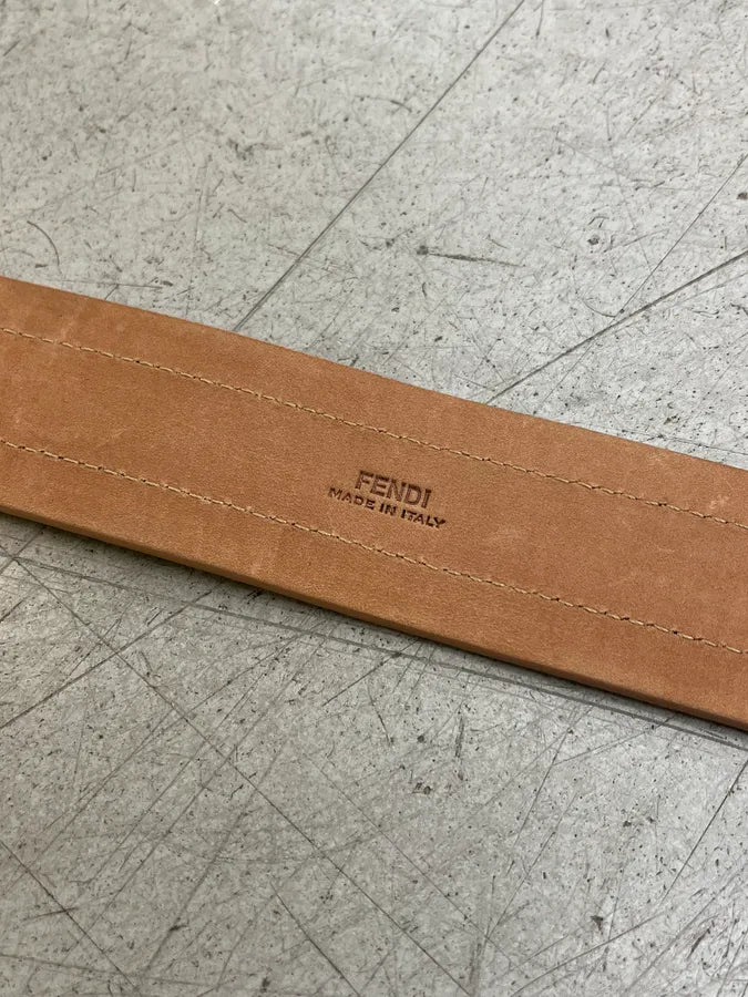 Fendi Striped Python Embossed Beige & Black Leather Belt wdeYMZH 8