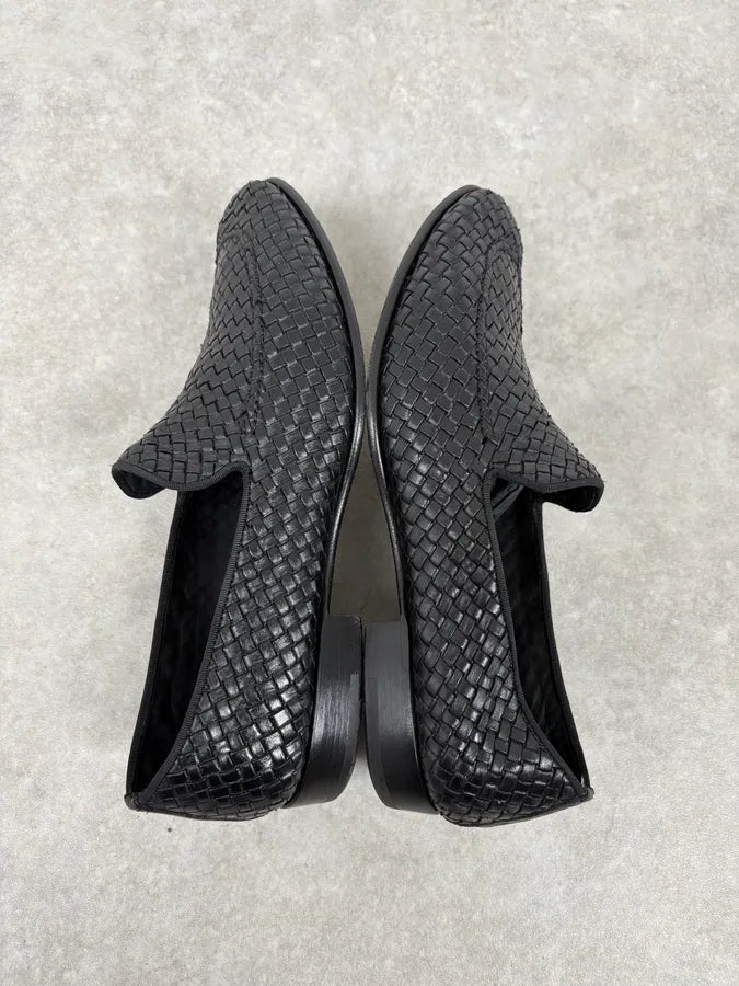 Ferragamo Black Woven Leather Loafers MPRASMB 3