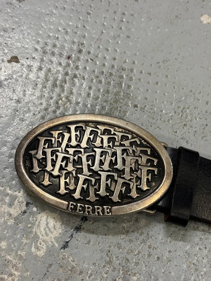 2000s Gianfranco Ferré Black Leather Logo Belt HeZqwXR 2