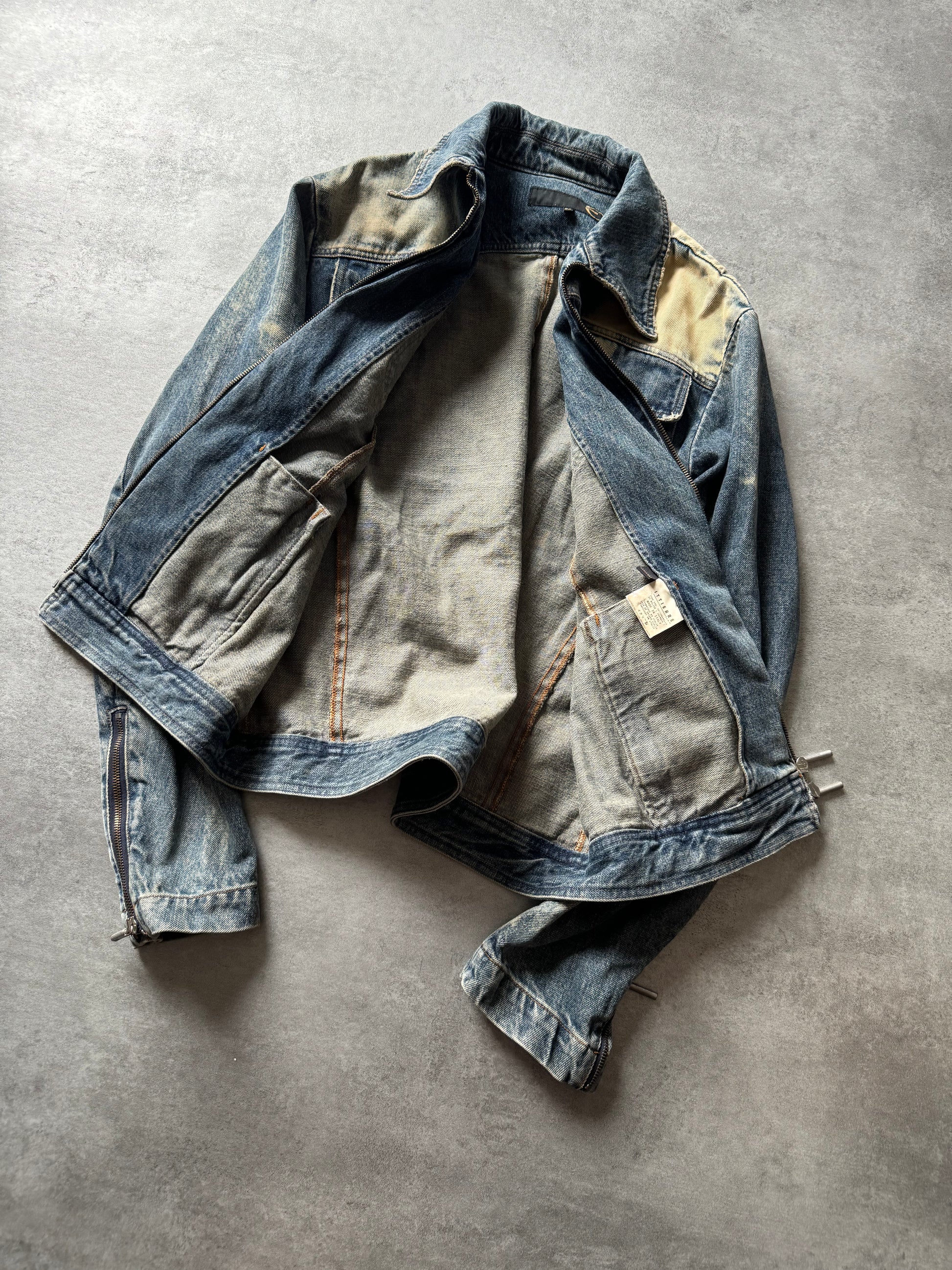 2000s Cavalli Fighter Denim Faded Jacket (L) - 3