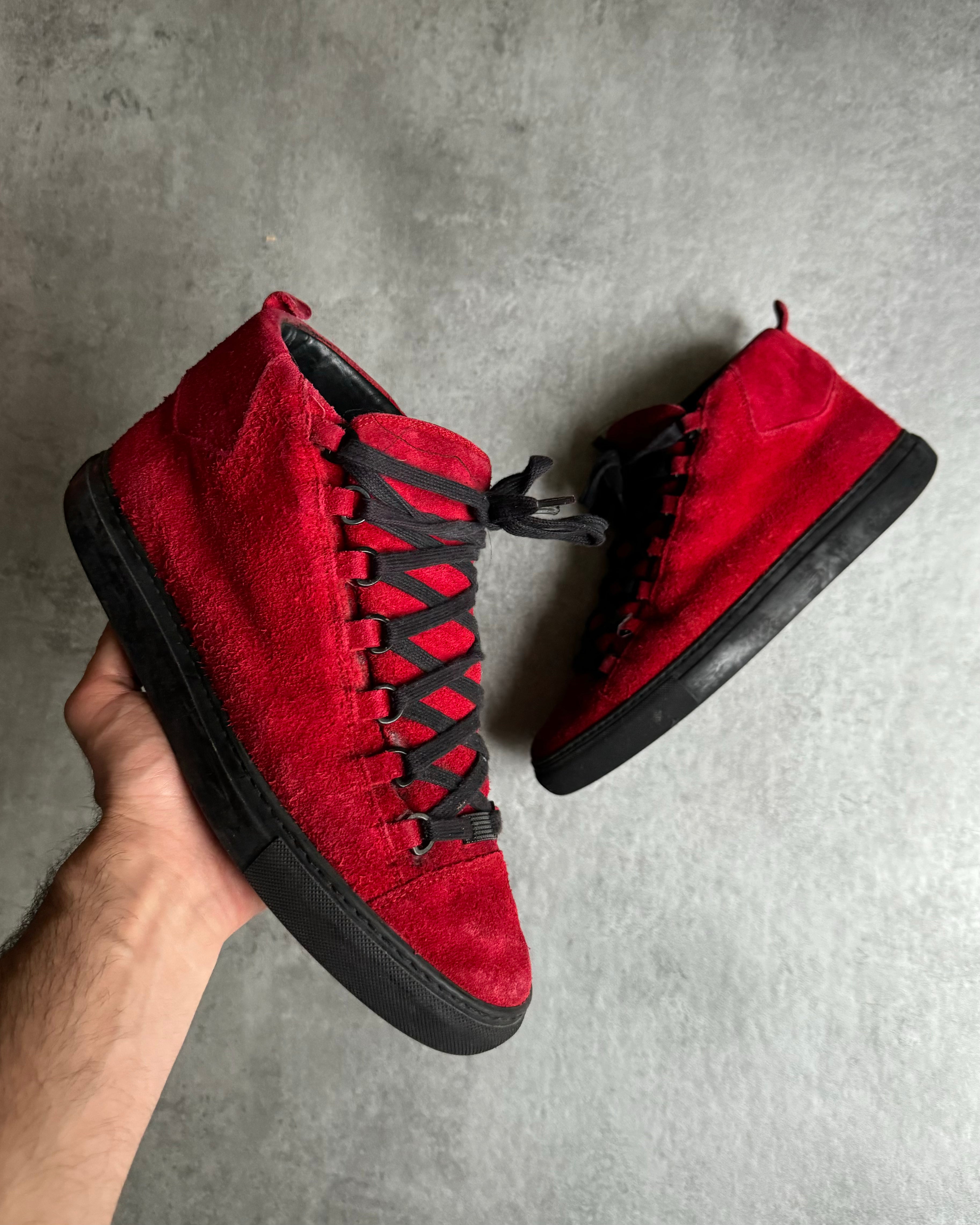 Balenciaga Arena High Red Suede Leather Black Sole – Dolce Vita Hub Balenciaga Arena High Red Suede Leather Black Sole – Dolce Vita Hub