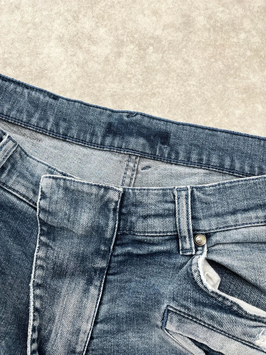 SS2012 Pierre Balmain Blue Denim Biker Distressed Jeans fhyIXuPY 9