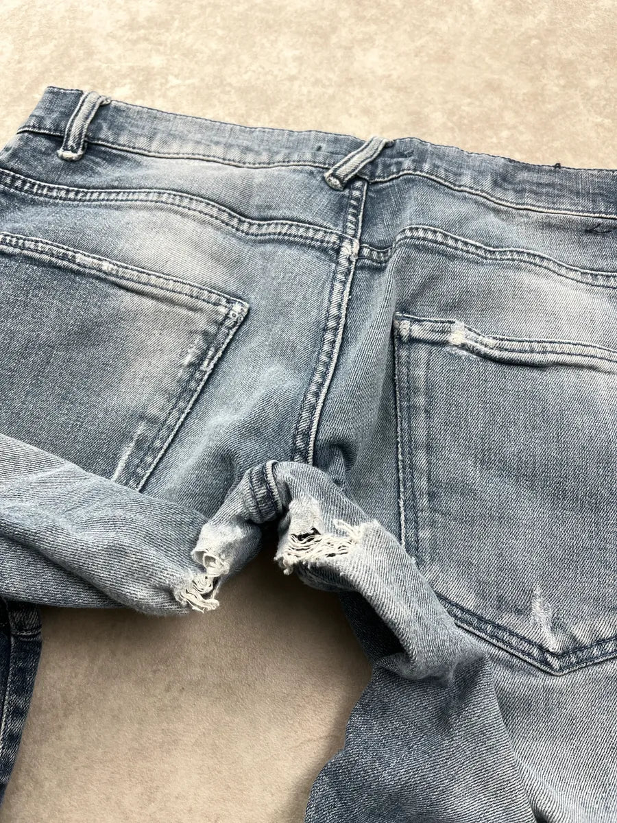SS2012 Pierre Balmain Blue Denim Biker Distressed Jeans fhyIXuPY 10