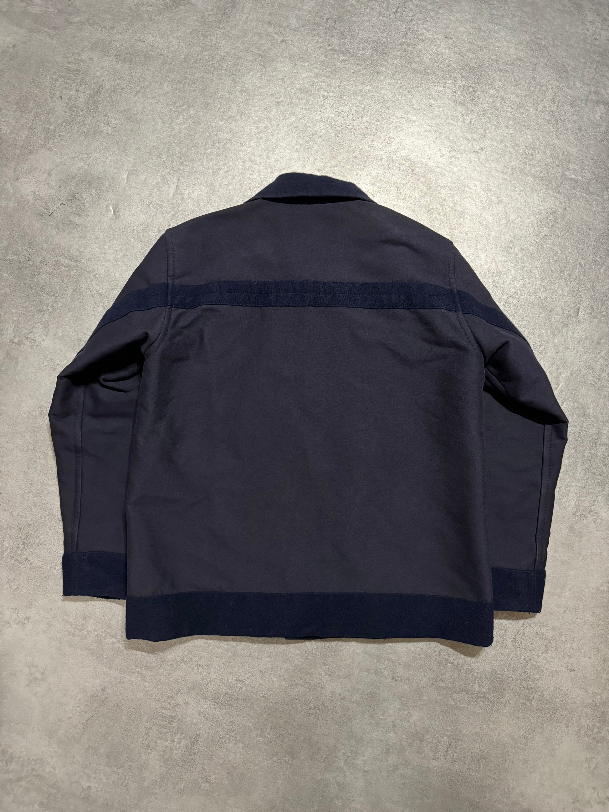 Issey Miyake Navy Wool Aero Relaxed Japanese Coach Jacket (L) - 4