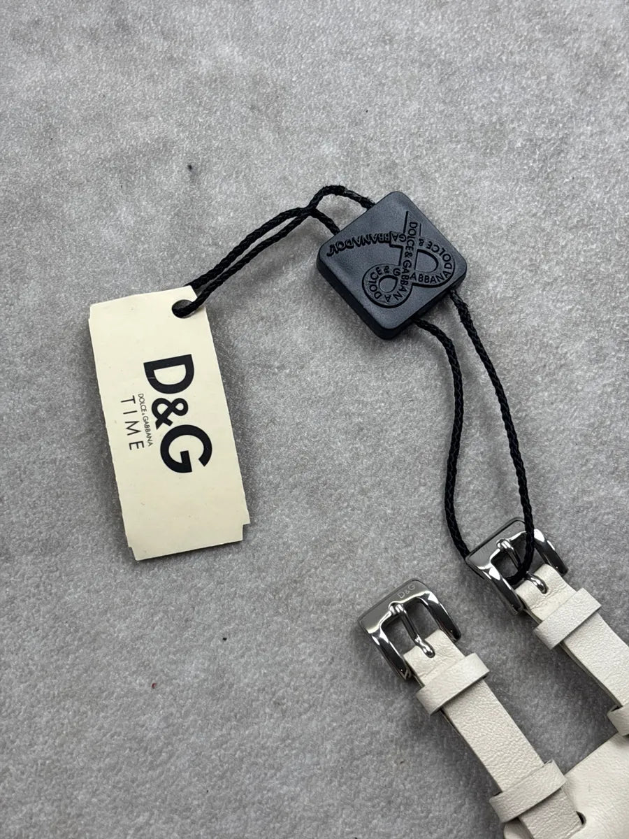 Dolce & Gabbana White Leather Wide Cuff Double Strap Watch fnDSTDRK 7