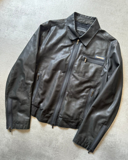 SS2009 Emporio Armani Black Pure Leather Jacket (L) - 3