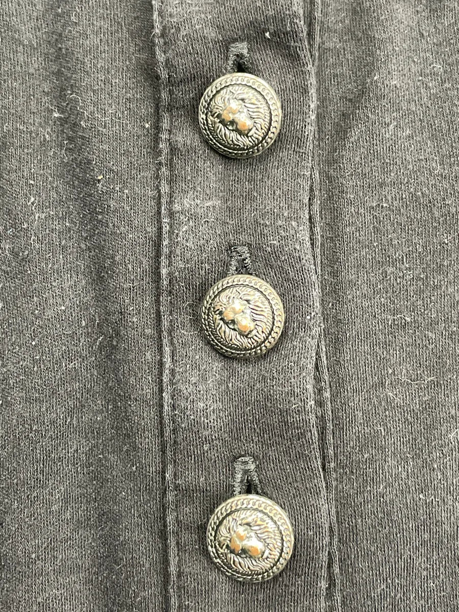 2000s Balmain Black Cashmere Lion Crest Button Henley Longsleeve fnMZXSCj 6