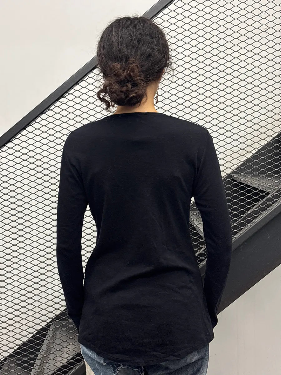 2000s Balmain Black Cashmere Lion Crest Button Henley Longsleeve fnMZXSCj 2