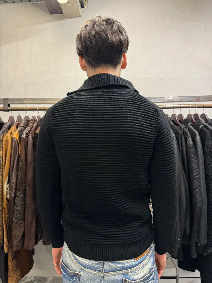 Armani Black Pleats Horizontal Polo Longsleeves WcyUero 2