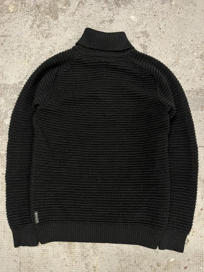 Armani Black Pleats Horizontal Polo Longsleeves WcyUero 5