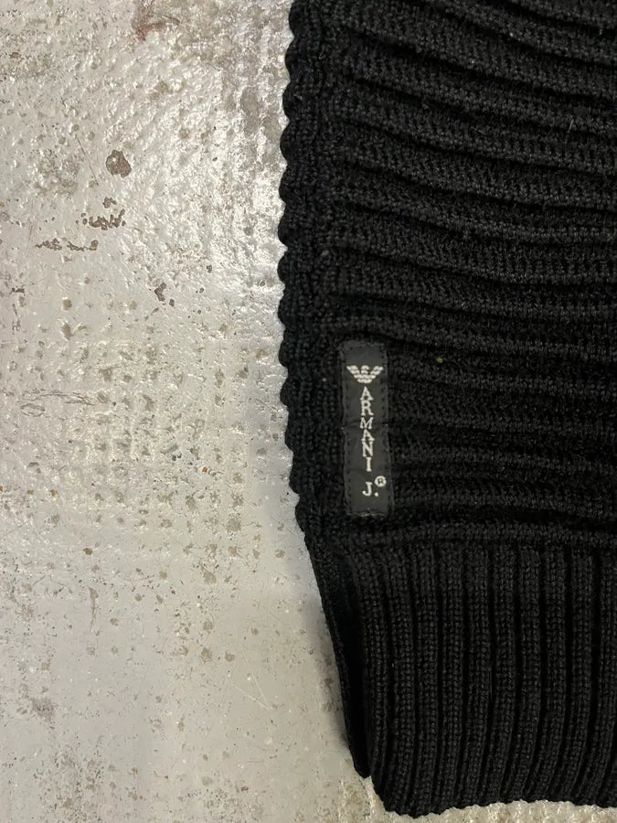 Armani Black Pleats Horizontal Polo Longsleeves WcyUero 6