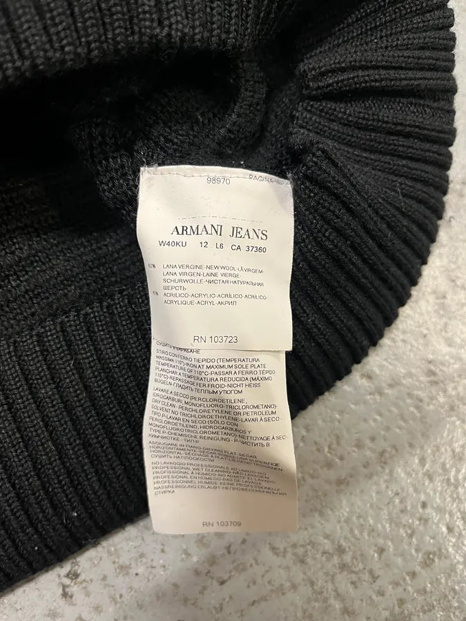 Armani Black Pleats Horizontal Polo Longsleeves WcyUero 10