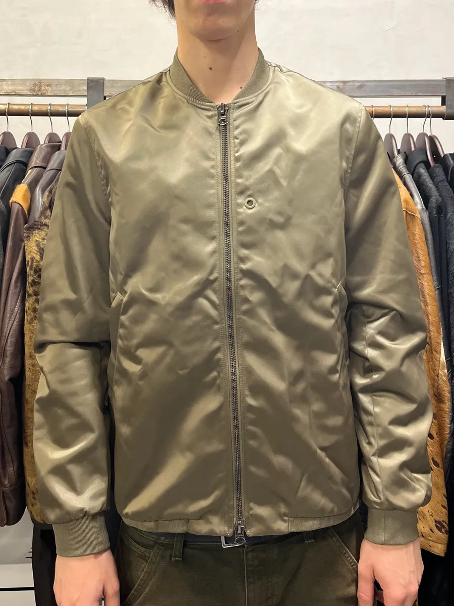 AW2016 Acne Studios Shiny Olive Nylon Light Bomber Jacket SmsOoHg 1