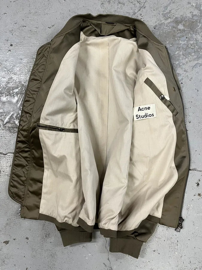 AW2016 Acne Studios Shiny Olive Nylon Light Bomber Jacket SmsOoHg 5