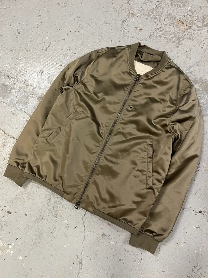 AW2016 Acne Studios Shiny Olive Nylon Light Bomber Jacket SmsOoHg 3