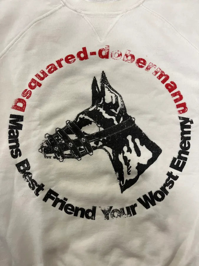 Dsquared2 Doberman Dog White Crewneck Sweater OzPjRcB 3