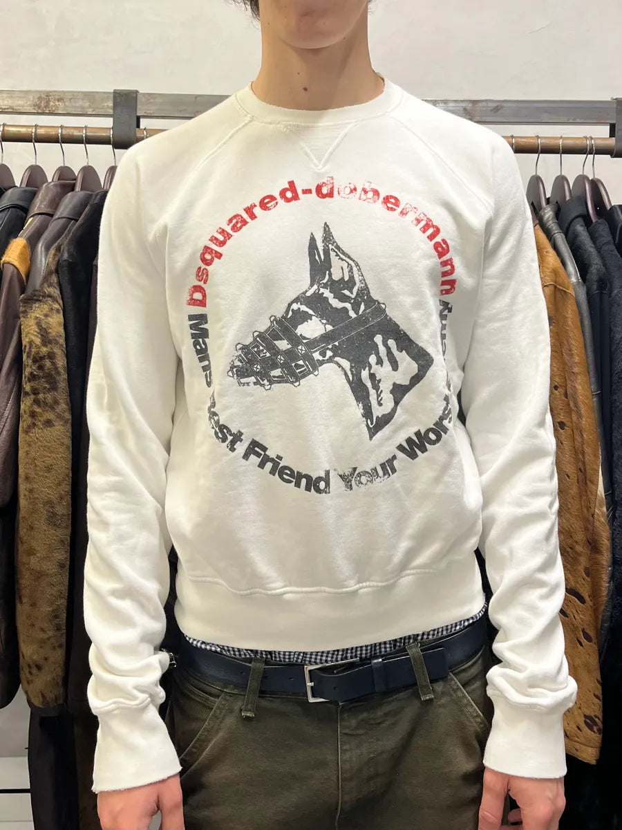 Dsquared2 Doberman Dog White Crewneck Sweater OzPjRcB 1