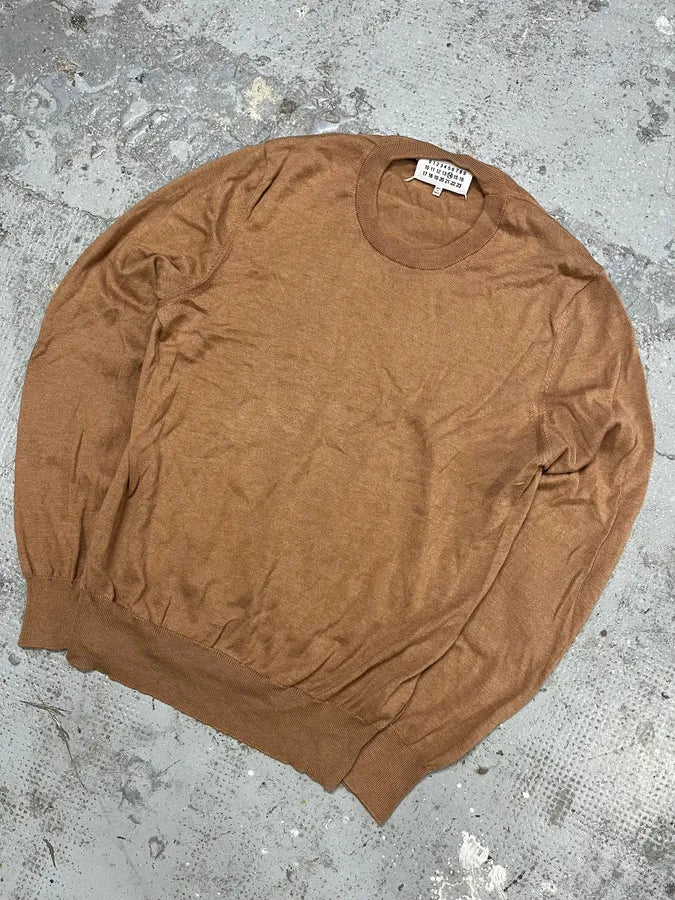 Maison Margiela Brown Signature Padded Camel Sweater PXGRPYj 3