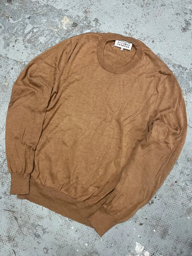 Maison Margiela Brown Signature Padded Camel Sweater PXGRPYj 4