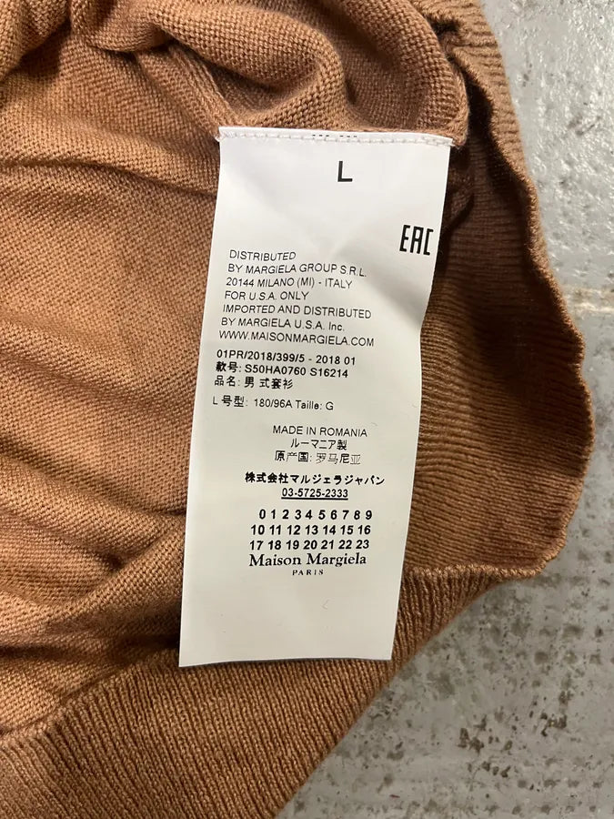 SS2018 Maison Margiela Brown Signature Padded Camel Sweater PXGRPYj 8