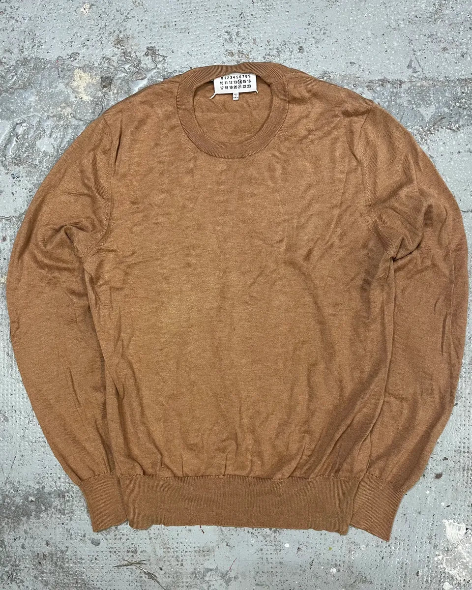 Maison Margiela Brown Signature Padded Camel Sweater PXGRPYj 0
