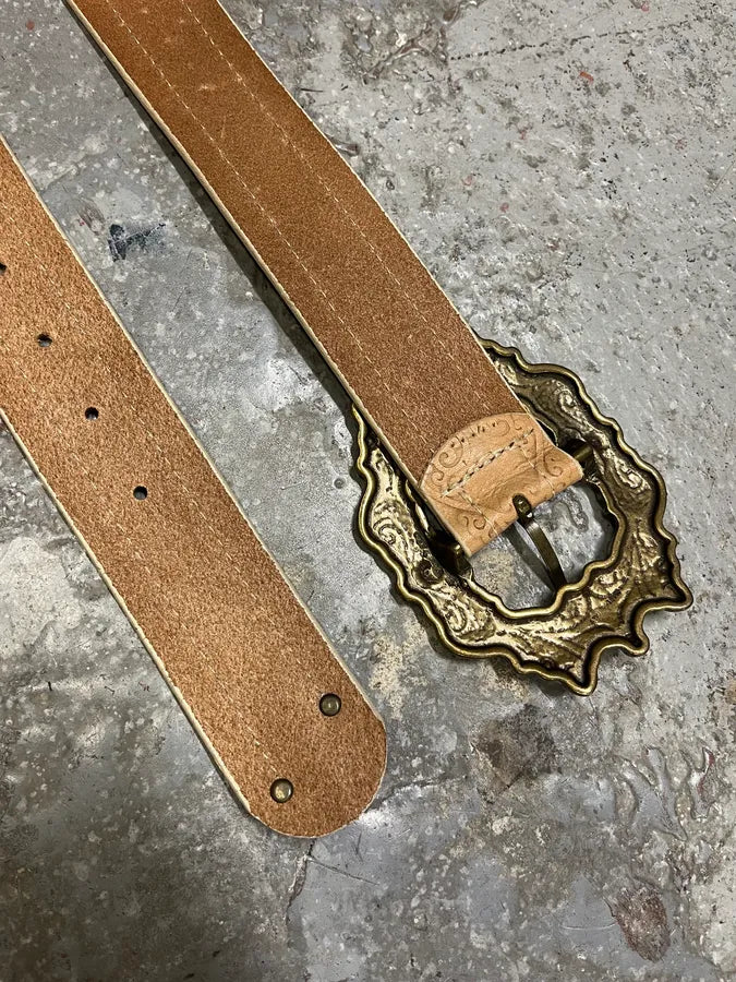 2000s Cavalli Royal Beige Metal Buckle Premium Leather Belt (OS) RvQEtlt 5