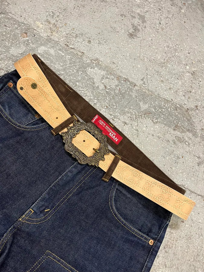 2000s Cavalli Royal Beige Metal Buckle Premium Leather Belt (OS) RvQEtlt 2