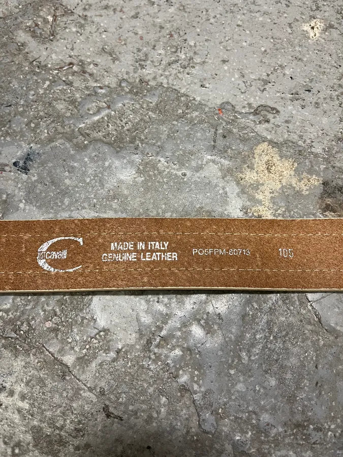 2000s Cavalli Royal Beige Metal Buckle Premium Leather Belt (OS) RvQEtlt 6