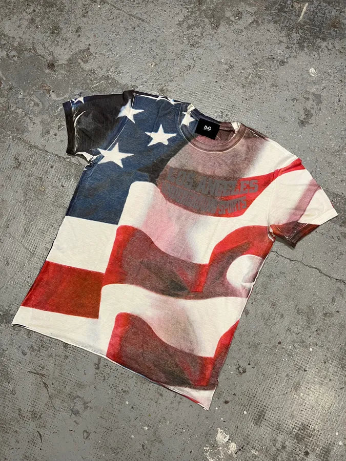 2000s Dolce & Gabbana US Flag T-Shirt (S/M) XrkKyOU 3