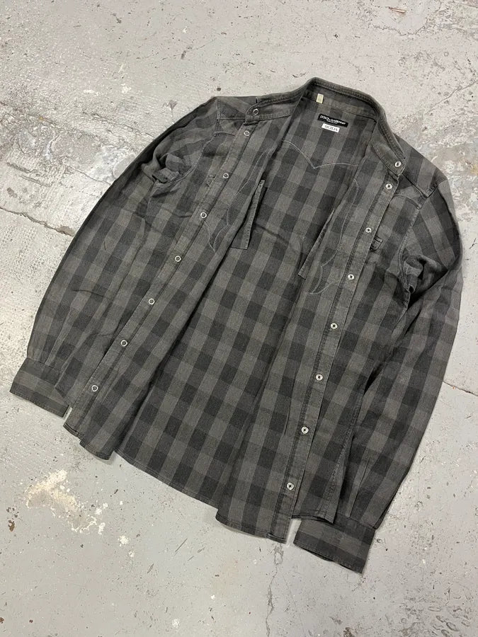 SS2010 Dolce & Gabbana Western Checked Grey Overshirt (S/M) cZvJMfw 4